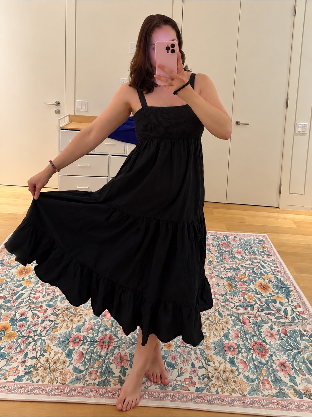 ZARA Tiered Maxi Dress in Black Size Small